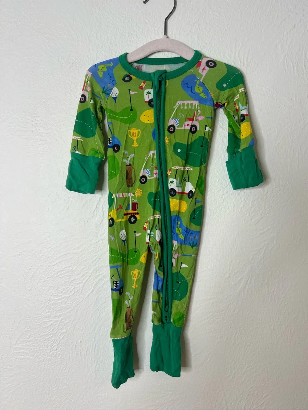 Little Sleepies Green Golf Print Kids One-Piece Zippy Sleeper Newborn